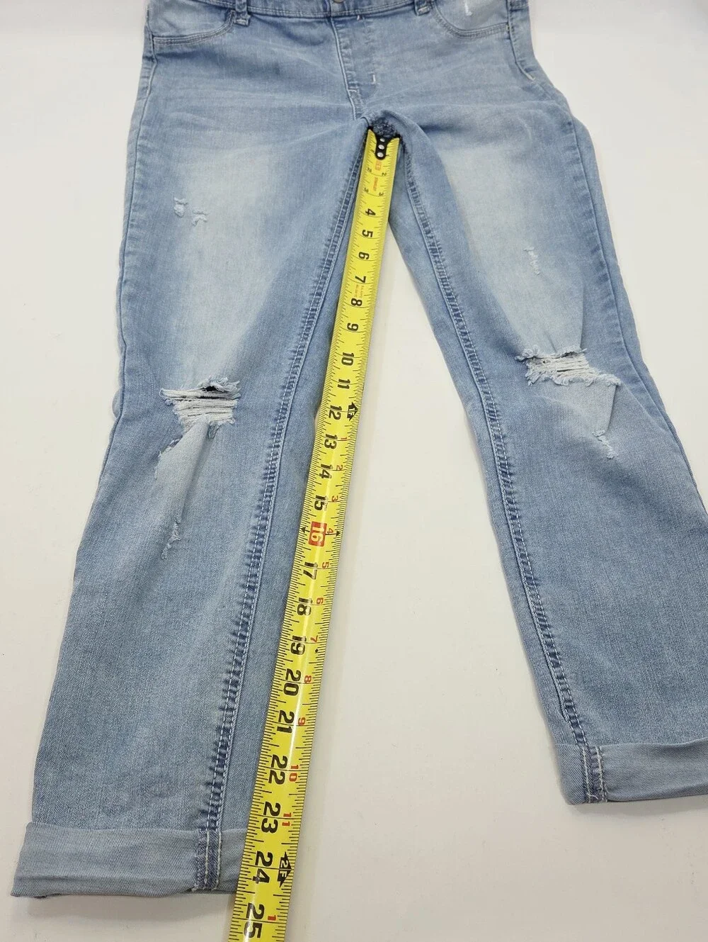 Wonder Nation Girls XXL 18 Distressed Light Wash Ripped Skinny Jeggings